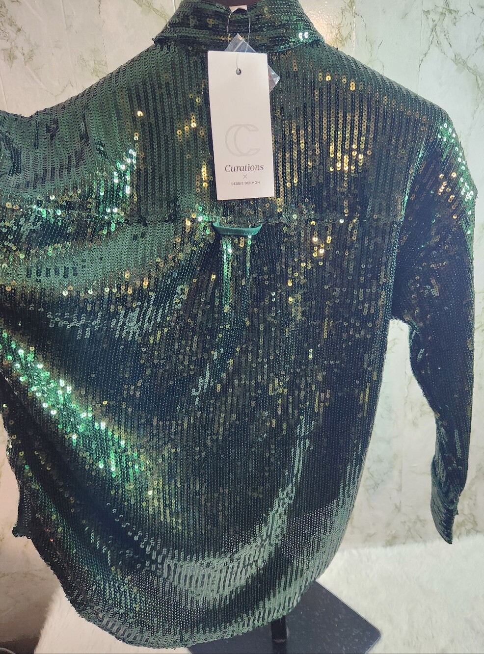 Curations DEBBIE DENMOM Sequin Button Down - Picture 7 of 12